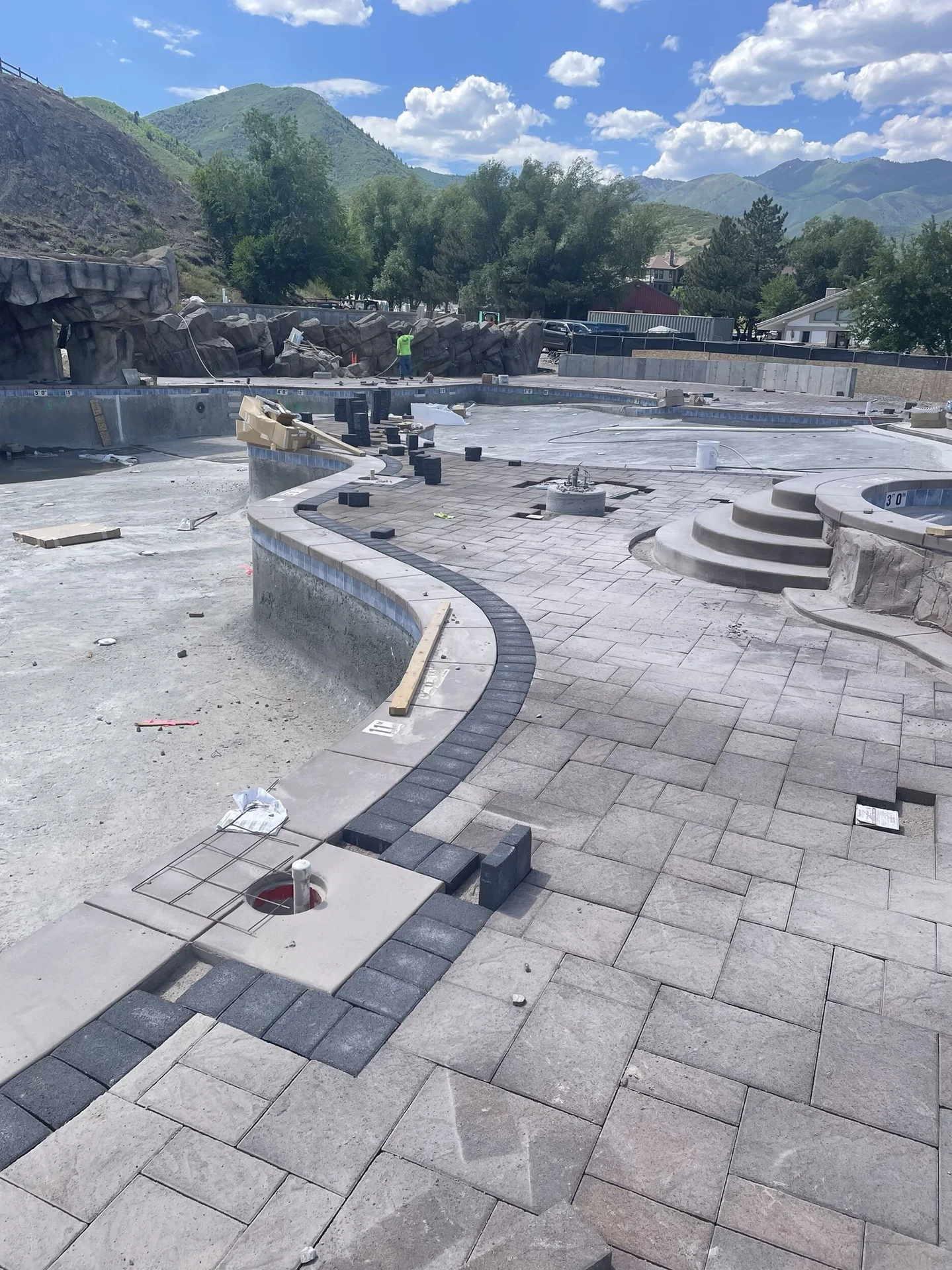 Masonry of the pool project at Homestead Resort Midway in Midway, Utah — image 4