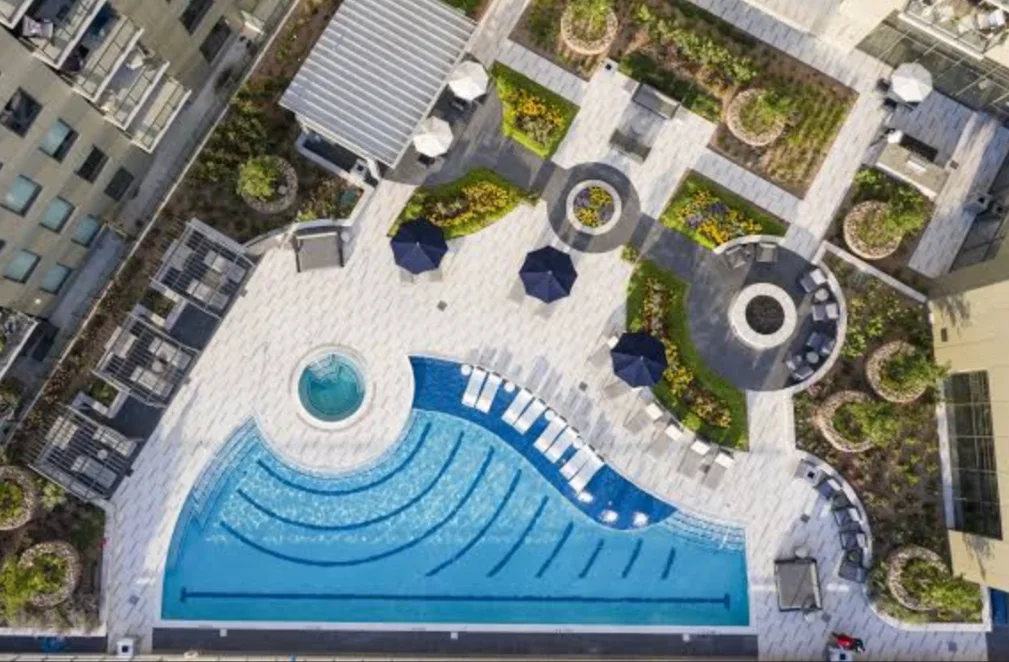 Drone Images of the pool project at Parq On Speer in Denver, CO — image 1